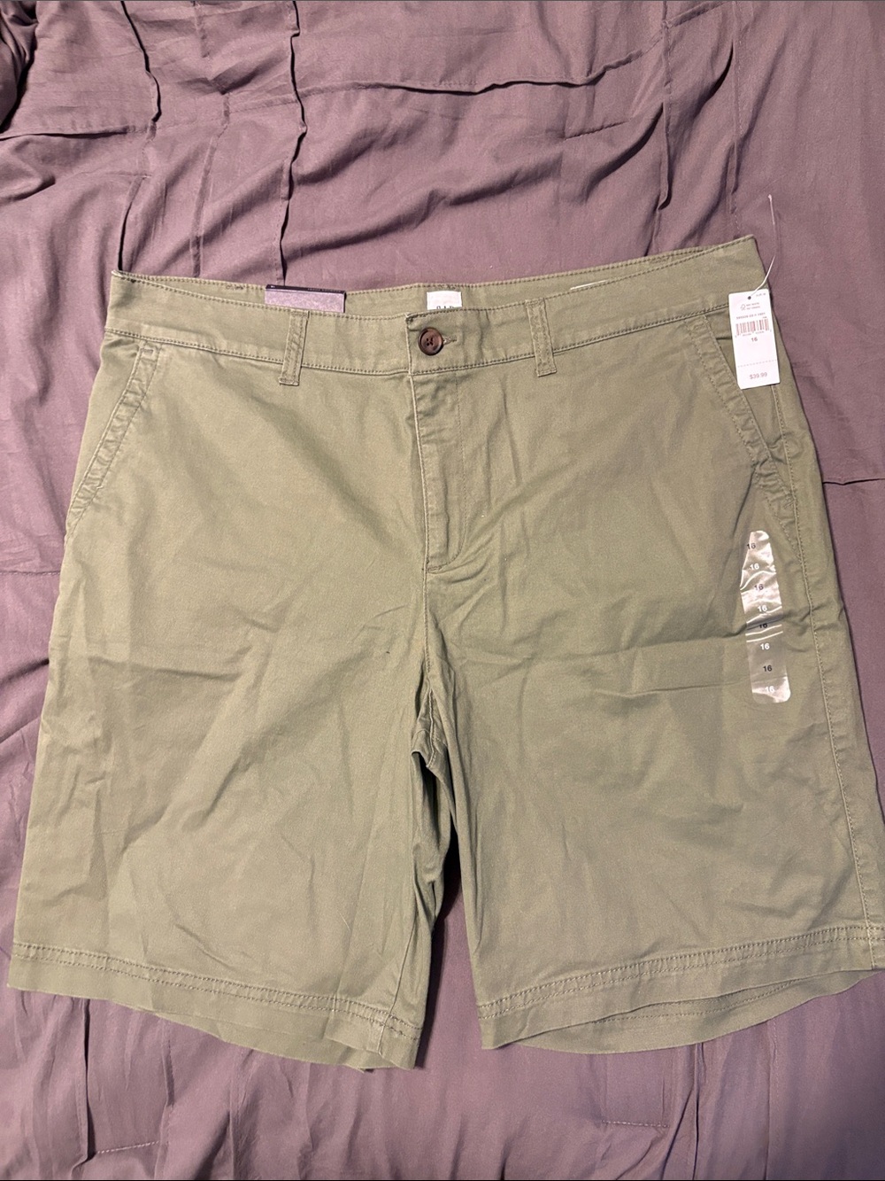 GAP Olive Green Flat Front Bermuda 9”Shorts